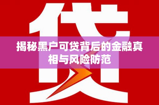 双清揭秘黑户可贷背后的金融真相与风险防范